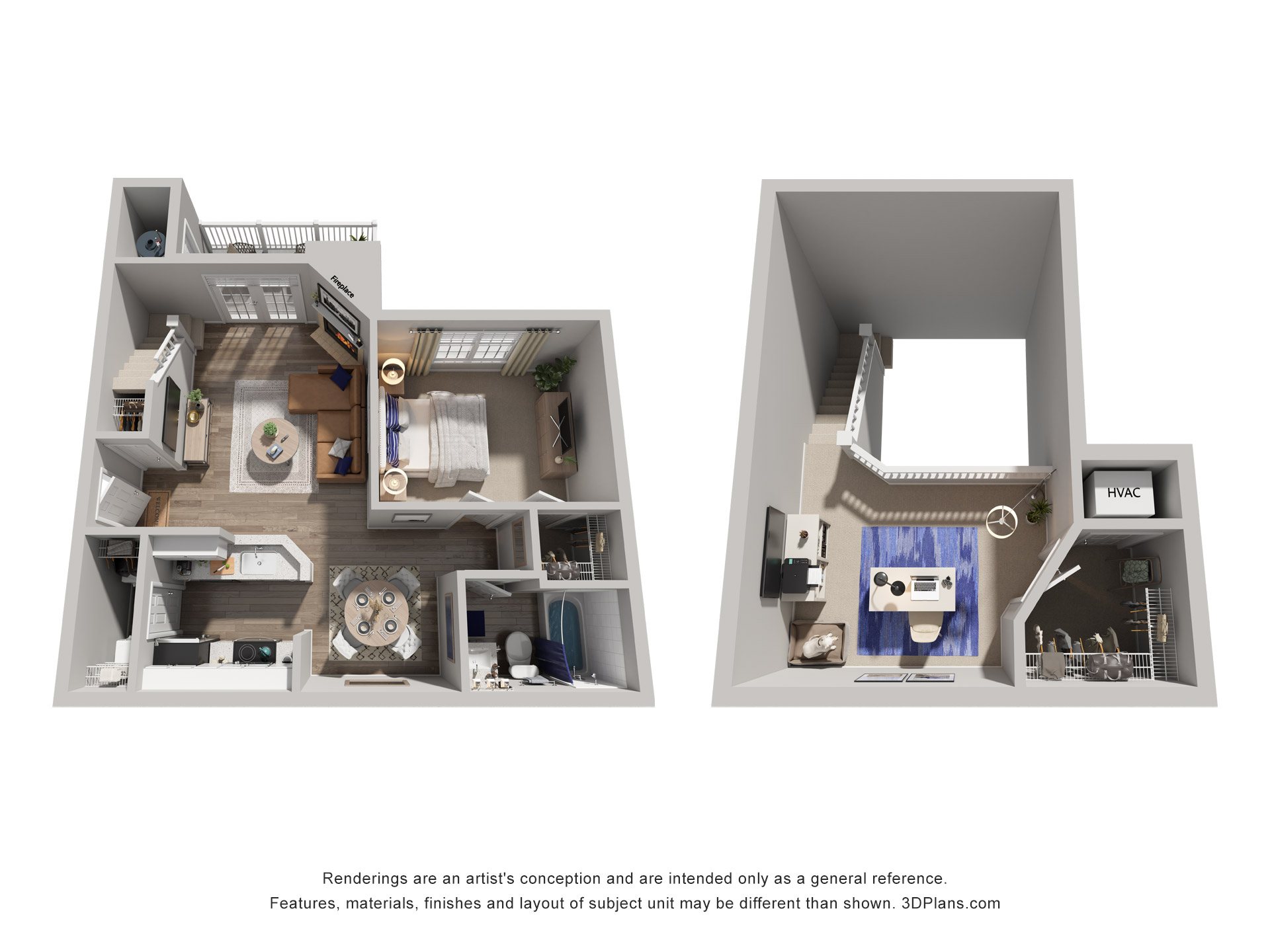 Floor plan for 1 bed, 1 bath, 934 sqft